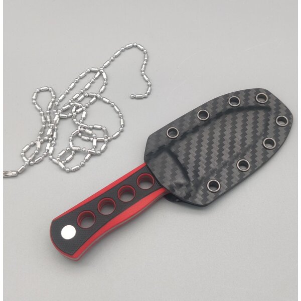 QSP Knife CANARY Neck Knife QS141-B1 mit Kydxscheide Black/Red