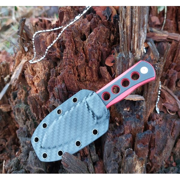 QSP Knife CANARY Neck Knife QS141-B1 mit Kydxscheide Black/Red