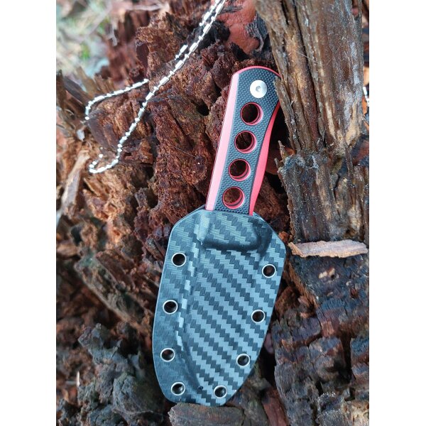 QSP Knife CANARY Neck Knife QS141-B1 mit Kydxscheide Black/Red