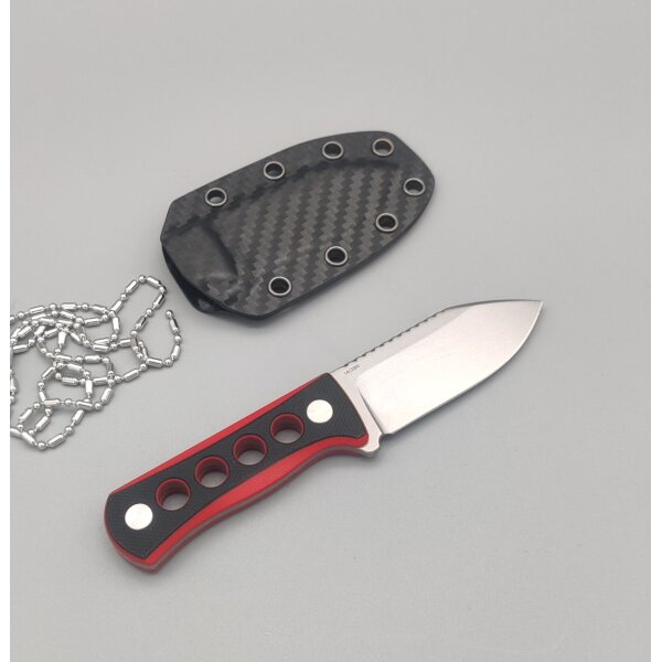 QSP Knife CANARY Neck Knife QS141-B1 mit Kydxscheide Black/Red