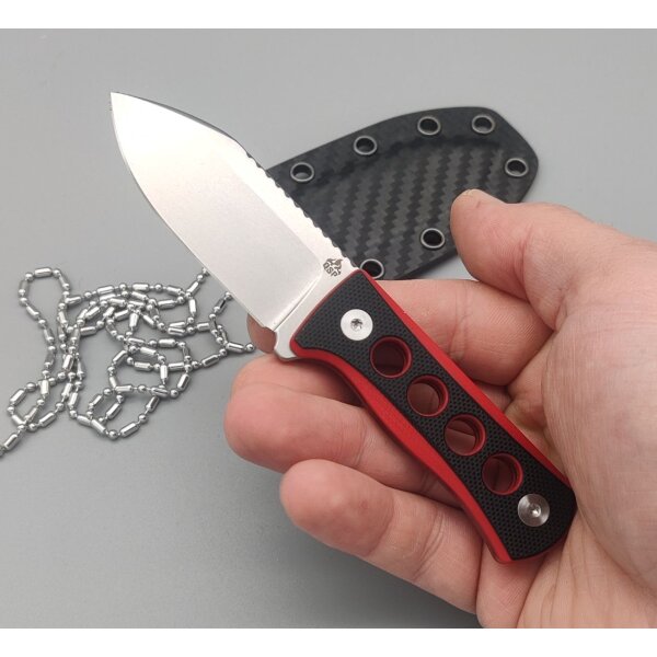 QSP Knife CANARY Neck Knife QS141-B1 mit Kydxscheide Black/Red