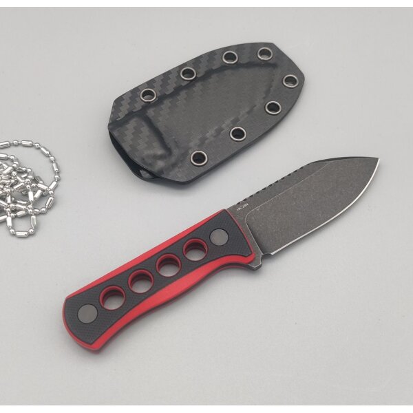 QSP Knife CANARY Neck Knife QS141-B2 mit Kydxscheide Black/Red