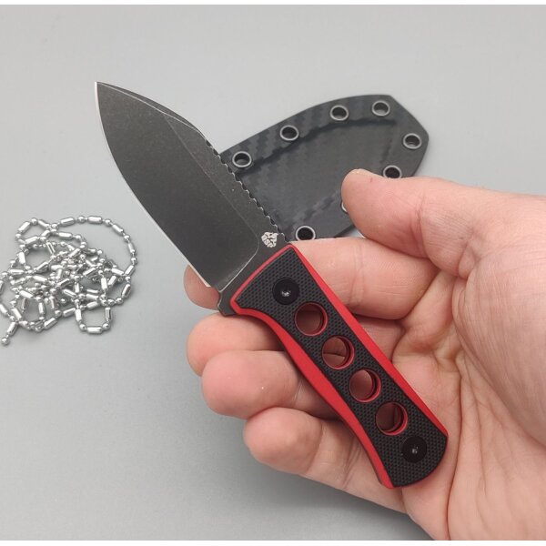 QSP Knife CANARY Neck Knife QS141-B2 mit Kydxscheide Black/Red