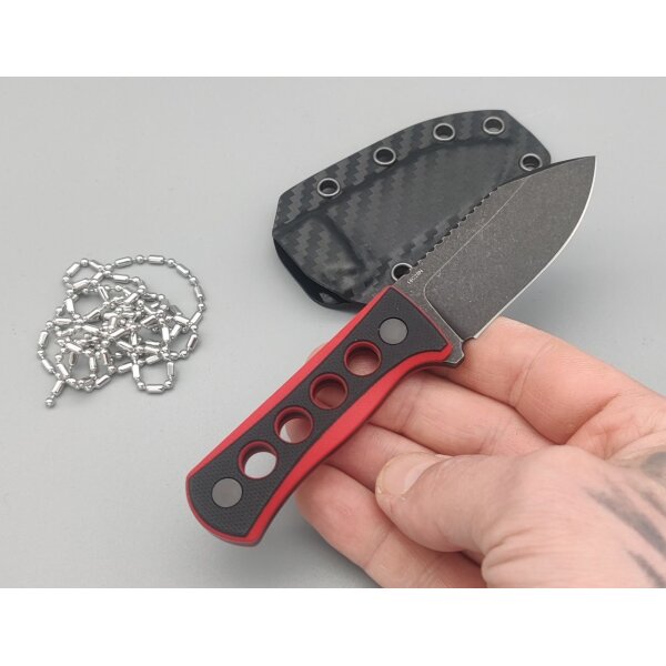 QSP Knife CANARY Neck Knife QS141-B2 mit Kydxscheide Black/Red