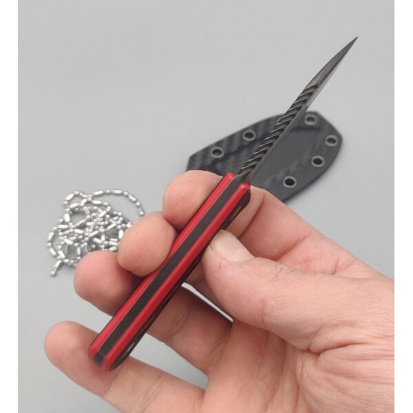 QSP Knife CANARY Neck Knife QS141-B2 mit Kydxscheide Black/Red