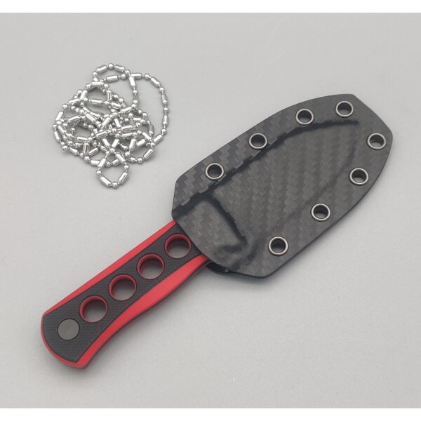 QSP Knife CANARY Neck Knife QS141-B2 mit Kydxscheide Black/Red