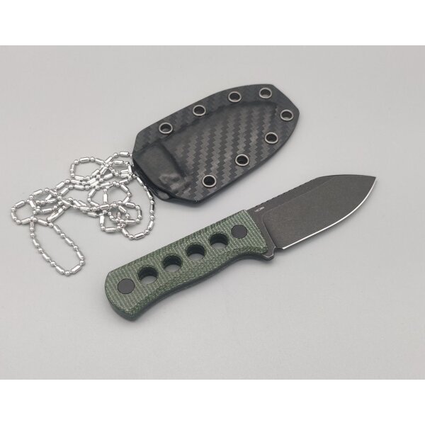 QSP Knife CANARY Neck Knife QS141-C2 Green Micarta Kydxscheide