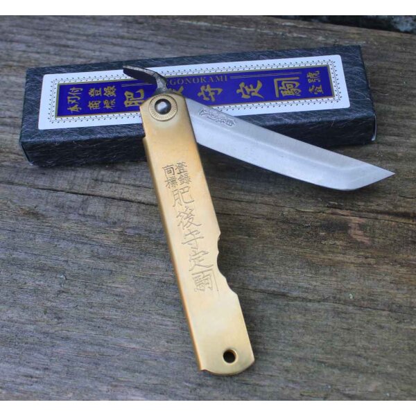 Higonokami SHIROGAMI WARIKOMI KEN-GATA Japanisches Taschenmesser Messing