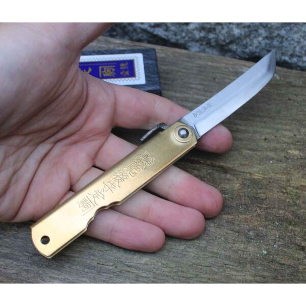 Higonokami SHIROGAMI WARIKOMI KEN-GATA Japanisches Taschenmesser Messing