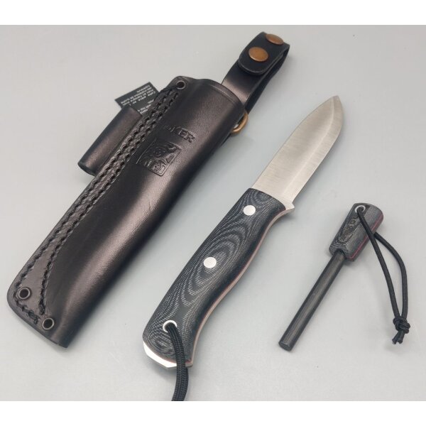 Joker Ember S 14C28N Micarta Schwarz inkl. Feuerstarter Paracord Dangler Lederscheide