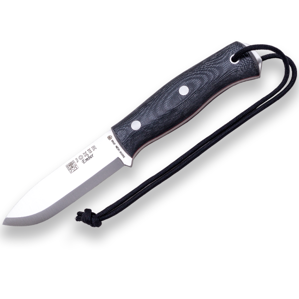 Joker Ember S 14C28N Micarta Schwarz inkl. Feuerstarter Paracord Dangler Lederscheide