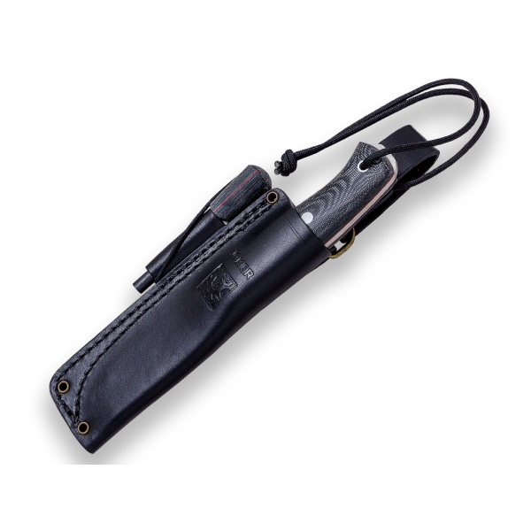 Joker Ember S 14C28N Micarta Schwarz inkl. Feuerstarter Paracord Dangler Lederscheide