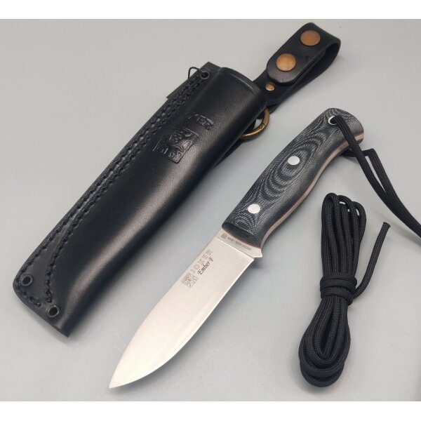 Joker Ember 14C28N Micarta Schwarz inkl. Paracord Dangler Lederscheide