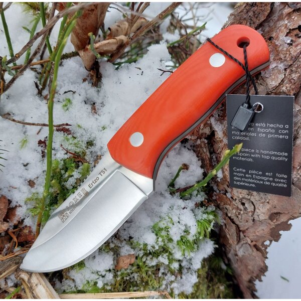 Joker Erizo TS1 N695 Stahl Micarta Orange inkl. Paracord Lederscheide