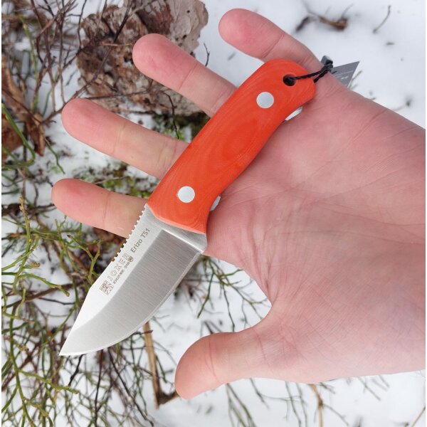 Joker Erizo TS1 N695 Stahl Micarta Orange inkl. Paracord Lederscheide