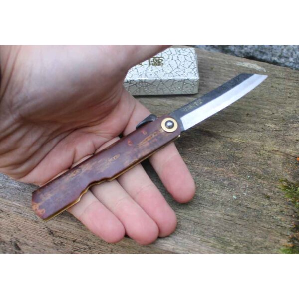 Higonokami KABAZAIKU Blue Paper Steel mit Kirschbaumholz