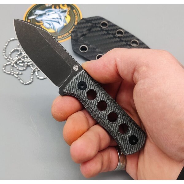 QSP Knife CANARY Neck Knife QS141-D2 Blue Denim Micarta