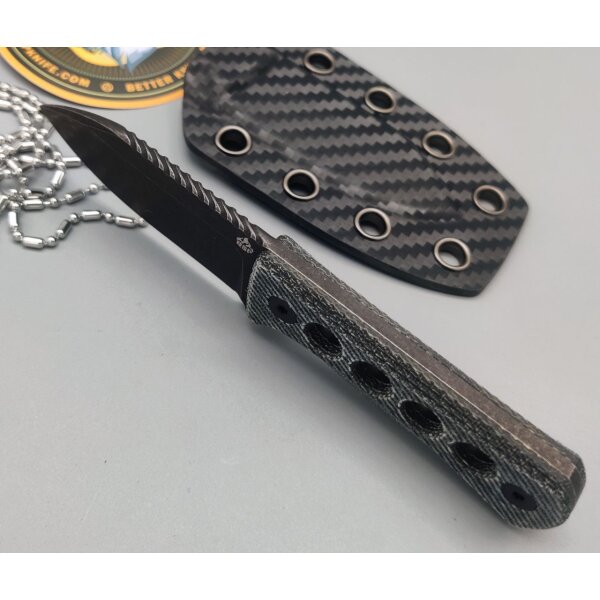QSP Knife CANARY Neck Knife QS141-D2 Blue Denim Micarta