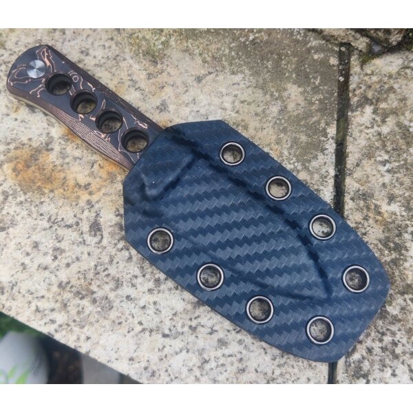 QSP Knife CANARY Neck Knife QS141-F Damast Kohlefaser mit Kupferfolie