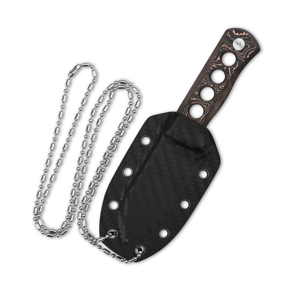 QSP Knife CANARY Neck Knife QS141-F Damast Kohlefaser mit Kupferfolie