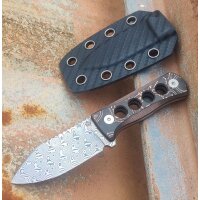 QSP Knife CANARY Neck Knife QS141-F Damast Kohlefaser mit...