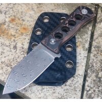 QSP Knife CANARY Neck Knife QS141-F Damast Kohlefaser mit...