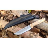 J&V Ibex N690 Maserbirkenholz Braun inkl. Lederscheide
