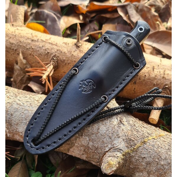 J&V Woodlore XS TRF MoVa Micarta Schwarz inkl. Lederscheide