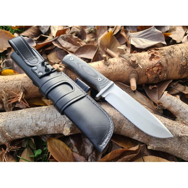 J&V Ursus 4116 Micarta Schwarz inkl. Lederscheide