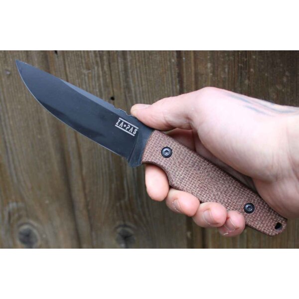 ZA-PAS Fahrtenmesser HANDIE MICARTA CERAKOTE aus O2 Kohlenstoffstahl