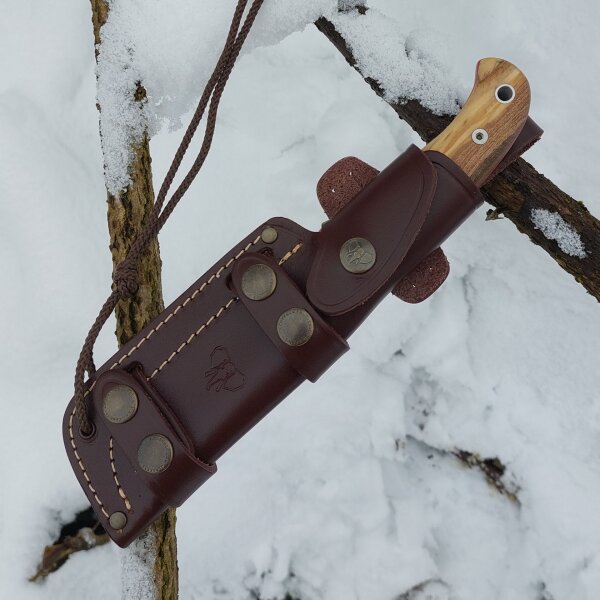 Cudeman ENT Bushcraft N690 Olivenholz Braun inkl. Lederscheide