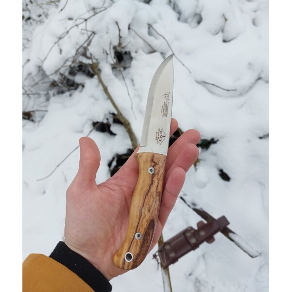 Cudeman ENT Bushcraft N690 Olivenholz Braun inkl. Lederscheide