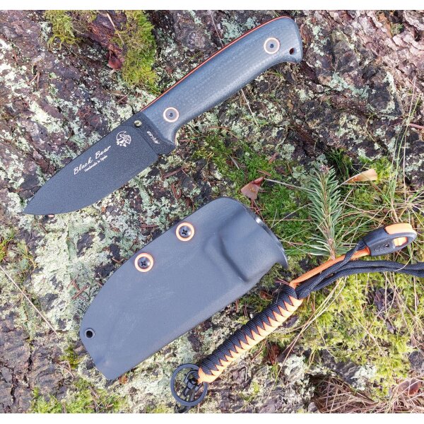 J&V Black Bear Pavonado MoVa Micarta Schwarz inkl. Kydexscheide