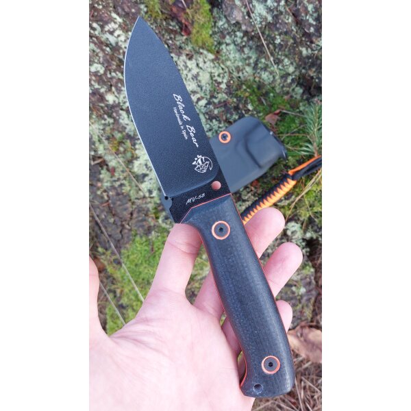 J&V Black Bear Pavonado MoVa Micarta Schwarz inkl. Kydexscheide