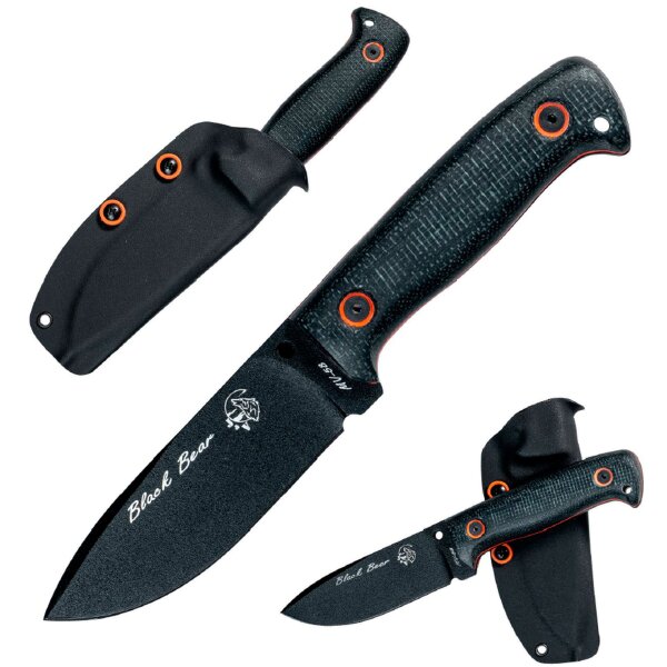 J&V Black Bear Pavonado MoVa Micarta Schwarz inkl. Kydexscheide