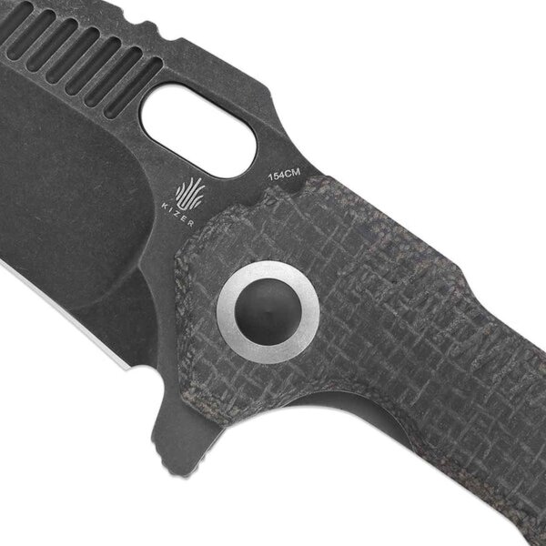 KIZER Messer MINI PARAGON Micarta Tanto 154CM Stahl Black Micarta