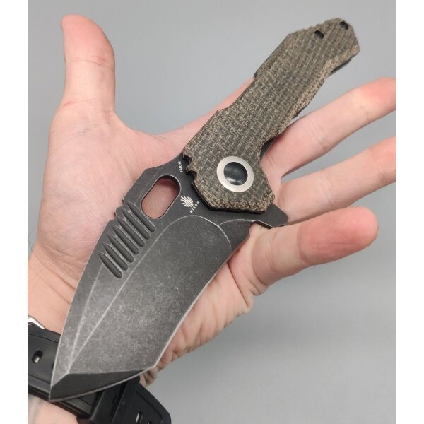 KIZER Messer MINI PARAGON Micarta Tanto 154CM Stahl Black Micarta