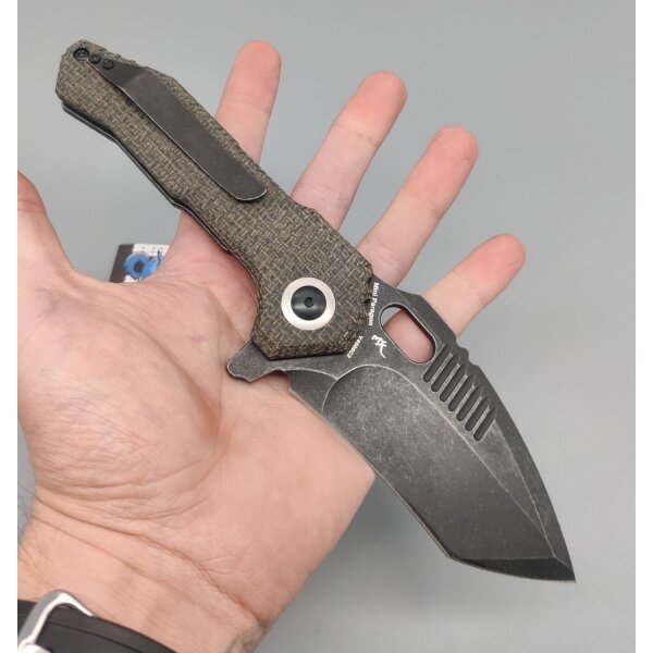 KIZER Messer MINI PARAGON Micarta Tanto 154CM Stahl Black Micarta