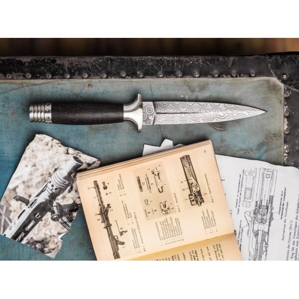 Böker Manufaktur Solingen MG-42 Damast Dolch mit Lederscheide 121506DAM