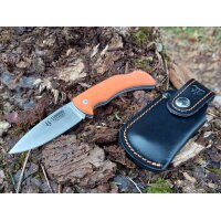 Cudeman ATHENEA 345-JF Backlock G10 Orange mit Lederetui
