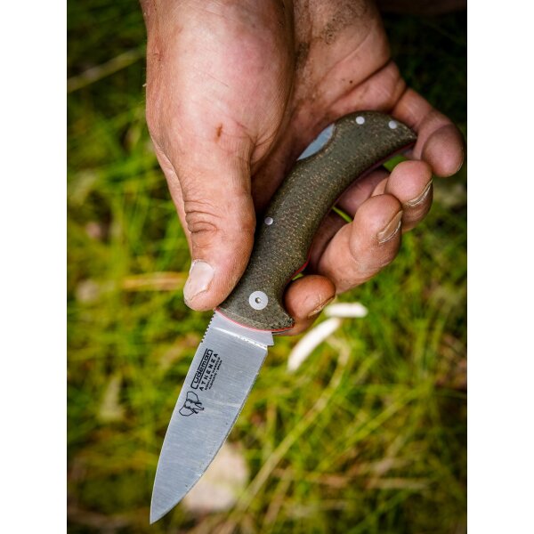 Cudeman ATHENEA 345-FF Backlock Canvas Micarta mit Lederetui