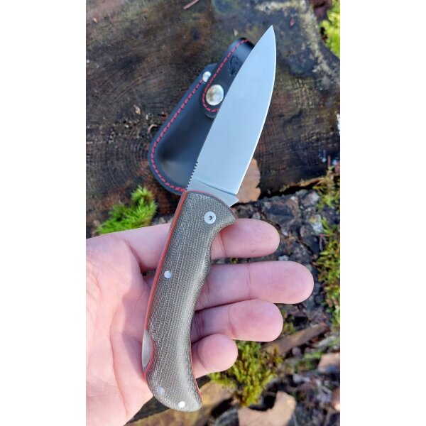 Cudeman ATHENEA 345-FF Backlock Canvas Micarta mit Lederetui