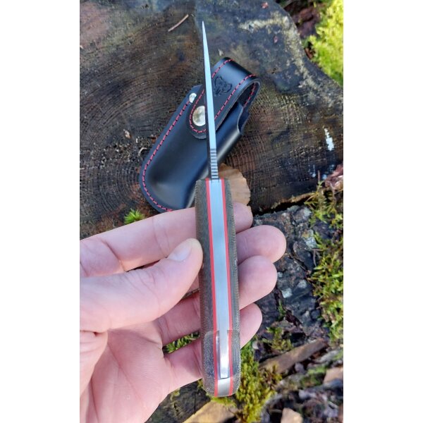 Cudeman ATHENEA 345-FF Backlock Canvas Micarta mit Lederetui