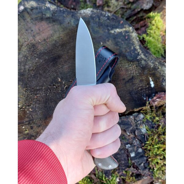 Cudeman ATHENEA 345-FF Backlock Canvas Micarta mit Lederetui