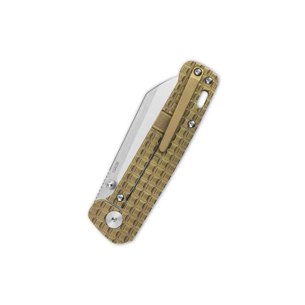 QSP Knife Penguin 154CM Titanium Frag Pattern bronze