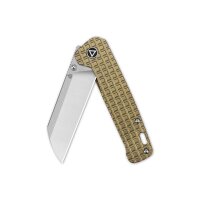 QSP Knife Penguin 154CM Titanium Frag Pattern bronze