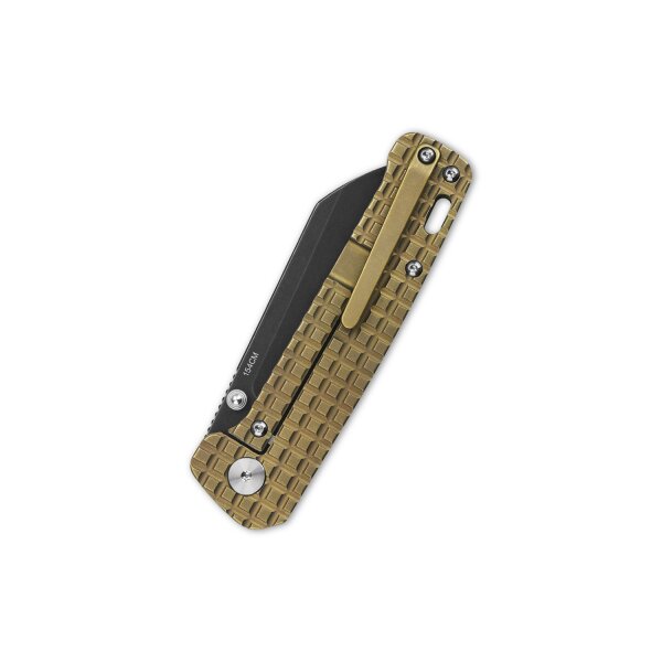 QSP Knife Penguin 154CM Titanium Frag Pattern bronze black stonewashed