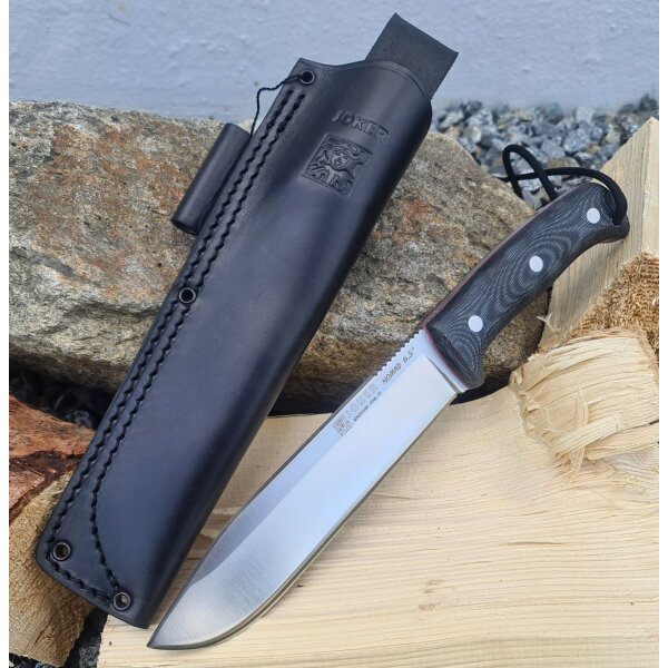 Joker Nomad 6.5 N695 Micarta Schwarz inkl. Feuerstarter Paracord Lederscheide