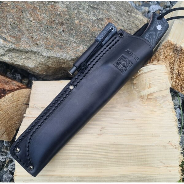 Joker Nomad 6.5 N695 Micarta Schwarz inkl. Feuerstarter Paracord Lederscheide