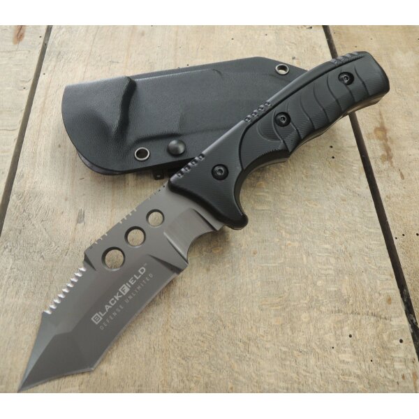 Blackfield EAGLE EYED Tanto Messer Fahrtenmesser 440 Stahl Sawback Kydex